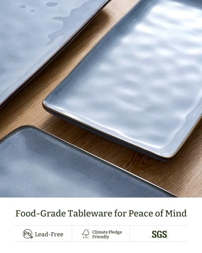 Famiware Serving Platters Set of 3 Sizes - Rectangular, Blue - color: Blue