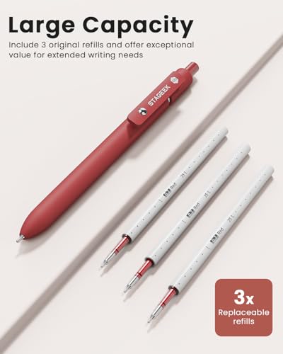 STAGEEK GX3 Red Gel Pens, 6 Pcs Quick Dry Smooth Writing Pen with 3 Refills - color: 6Pcs Red