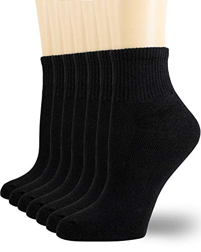 NevEND 6 Pairs Women's Mini Crew/Ankle Cotton Athletic Socks with Thick Cushioned 9-11 - color: Black