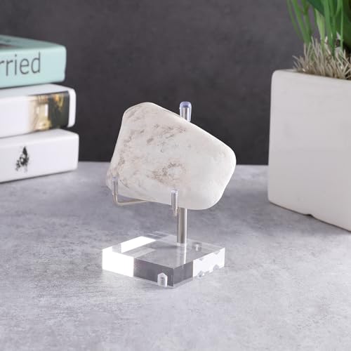 Sibba Adjustable Metal Display Easel Stand with Acrylic Base Compact Plate Holder for Fossils, Crystals, Geodes, Rocks, Coral, Home Decor, Collectibles - color: silver, size: L