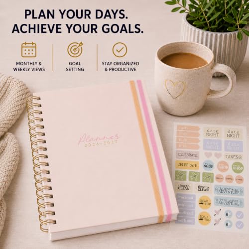 WORLD TRAVELER Academic Planner School Organizer Jul 2026-Dec 2027, 7"x9" - color: Pastel Pink
