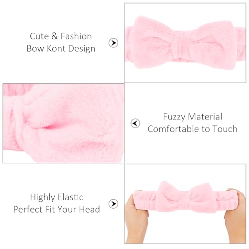 10 Pack Pink Valentine Soft Spa Headbands Bulk for Women Girls - color: Pink