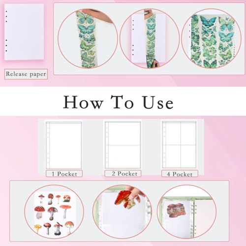 MUDOR 4 in 1 Sticker Storage Organizer Binder,Collecting Book Album Holder - color: Pink