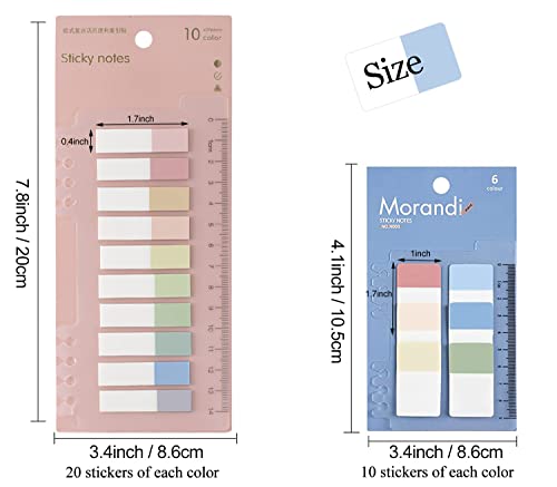 3 Pack 460 Pieces Index Tabs with Ruler, Writable and Repositionable File Tabs Flags Colored Page Markers Labels for Reading Notes, Books and Classify Files - style: 3 Pack 460pcs