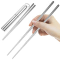 Garneck 1 Set Foldable Chopsticks with Case Travel Portable Stainless Stee Chopsticks Collapsible Silverware Reusable Cutlery for Outdoor Camping Use, Dishwasher Safe