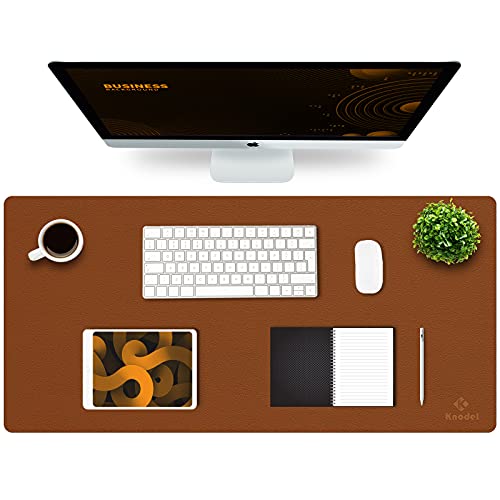 K KNODEL Extra Large Desk Mat, Leather Mouse Pad (35.4"x17", Brown) - color: Brown, size: 35.4" x 17"
