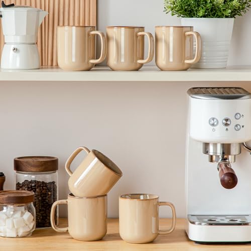 vancasso Coffee Mugs Set of 6, 12 Oz Ceramic Coffee Cups with Handle, Ceramic Unique Glaze Coffee Cup for Cappuccino, Latte, Tea, Cocoa, Dishwasher & Microwave Safe Gift Sets, Brown, Series PLAYA - color: Brown, size: 12 Oz