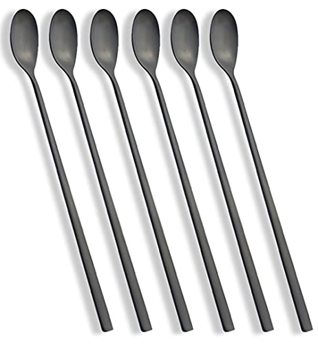 AOOSY 9-In Long Handle Spoon, Matte Black Coffee Stirrers, Set of 6 - color: B Long Black Spoon