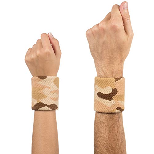 Suddora Camo Headband/Wrist Band Set - Camouflage Sweatbands for Basketball, Tennis, Working Out, Gym - color: Camo Tan