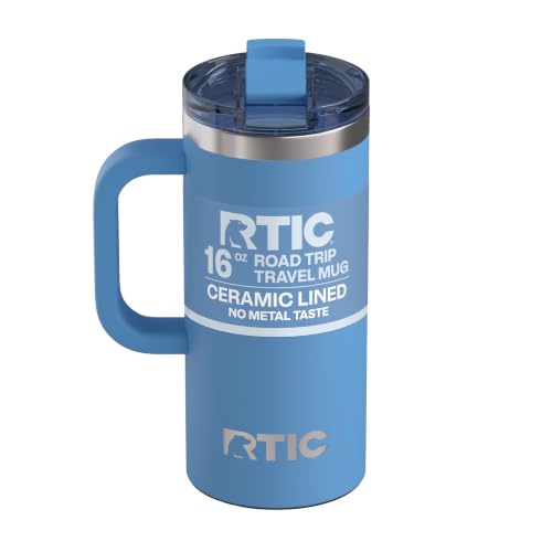 RTIC 16oz Road Trip Travel Mug with Lid and Handle, Denim - color: Denim, size: 16 Ounces