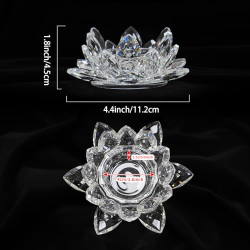 Crystal Lotus Jewelry Tray, 4.3" Floral Trinket Dish for Rings Earrings, Decorative Vanity Dresser Nightstand Organizer, Elegant Gift for Women (Clear) - size: 4.4"(w) - Clear