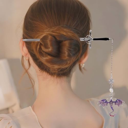 Fourth Wing Dragon Sword Cute Bookmark Book Mark for Reading Women Gifts - color: Silver Purple