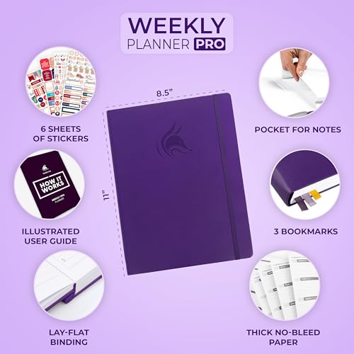 Clever Fox Planner PRO, Undated Weekly Planner, 8.5x11 Purple - color: Purple (Undated), size: A4 (8.5" x 11") Standard Version