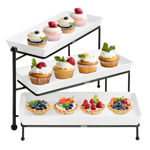 Tiered Serving Tray for Party, 14 Inch Dessert Display Stand, Black - color: Black, size: 13.5 inch