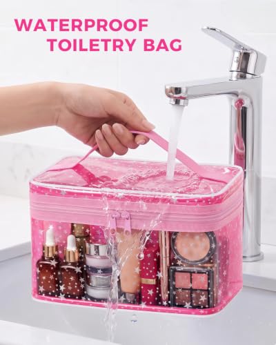 Star Clear Makeup Bag, Waterproof Travel Cosmetic Bag Toiletry bag,Pink - color: Pink