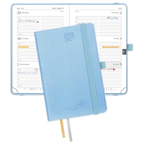 POPRUN Pocket Planner 2026-2027, Purse-4" x 6.25", Academic Pocket Calendar - color: Blue, size: Pocket-4" x 6.25", style: Academic Year 2026-2027