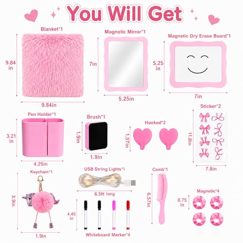 20 PCS Pink Locker Accessories Kit Back to School for Girls