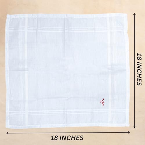 Monogrammed Handkerchiefs for Men 3-Pack Cotton, White Hankies - color: F