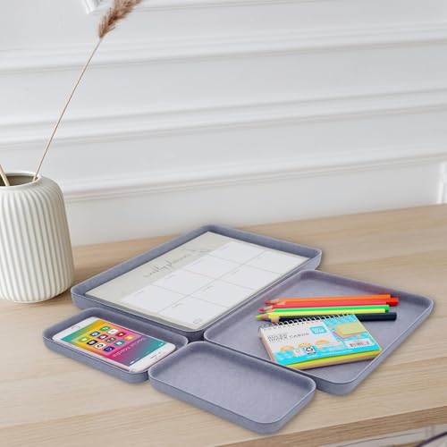 Welaxy EDC Catchall Desk Organizer 4-Piece Felt Tray Nightstand Caddy - color: Glacier gray