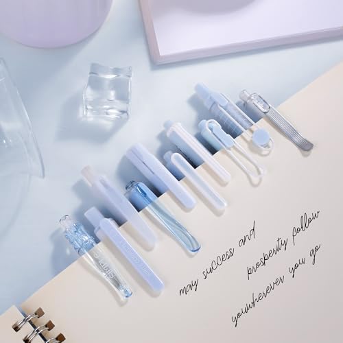 10PCs Pastel Gel Ink Pen Set,Retractable Black Ink Pens 0.5mm Fine Point - color: Blue