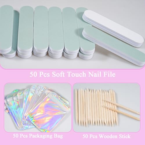 50 Set Disposable Manicure Kit Set, Press On Nail Tool Kit (Pink-50pcs) - color: Pink-50pcs