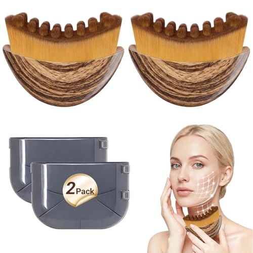 2PCS Lymphatic Contour Face Brush, Lymphatic Drainage Massager – Soft Bristle Dry Brush for Face Sculpting, Lymphatic Drainage Tool to Reduce Puffiness & Define Jawline, Hypoallergenic Ergonomic Fit