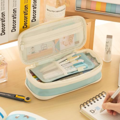 EASTHILL Big Capacity Pencil Case Large Pencil Pouch Stationery Pen Bag for Teen Girls-Blue - color: Blue