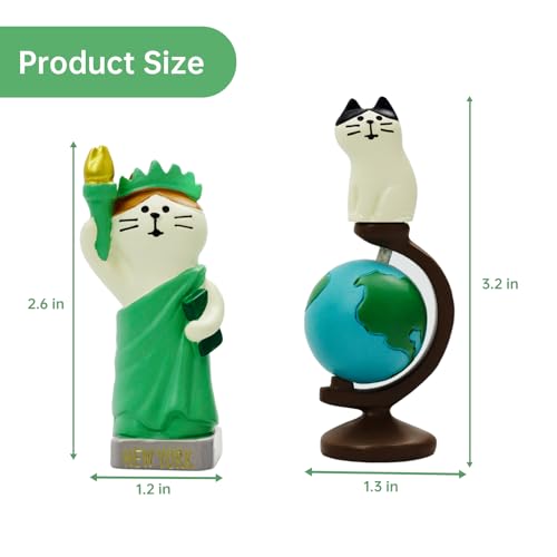 RAQWI Rotatable Globe Cat & Torch Cat Figurines, Resin Desk Decor - color: Explorer
