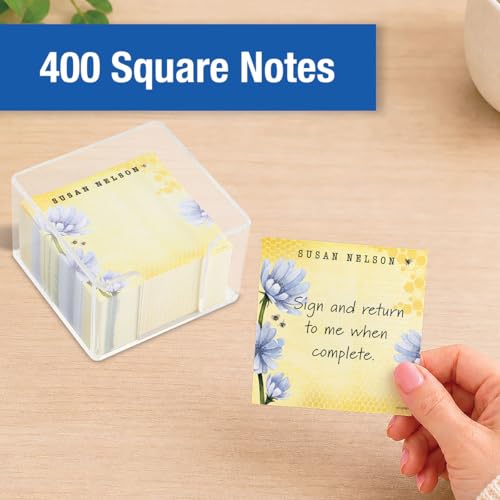 Current Personalized Bee Note Sheets in Cube - 400-Sheets, 3.38x 3.38, Acrylic Case, Memo Sheets, Shopping List, to-Do Notes, Office Organizer - color: Bee