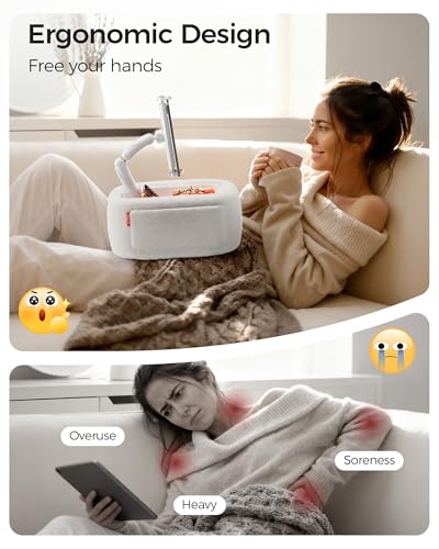 LULULOOK Tablet Pillow Stand for Kindle/iPad, Kindle Holder for Bed, White - color: Cloudy White