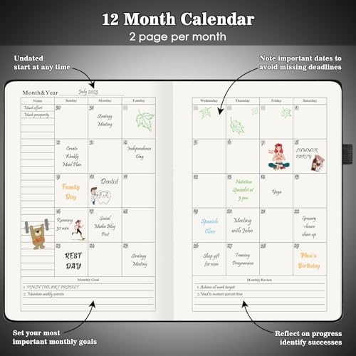 Undated Daily Planner with To Do List, 365 Days Planner for ADHD(A5, Black) - color: Black