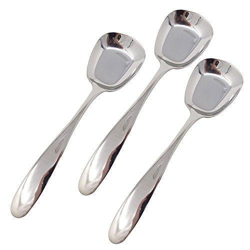 Honbay 3PCS Korean Style Thick Heavy Weight Stainless Steel Soup Spoons