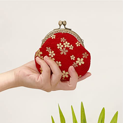 Wrapables Stylish Decorative Coin Purse, Clasp Wallet, Red Blossoms - color: Red Blossoms