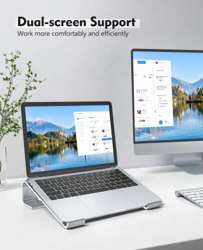 Soqool Laptop Stand for Desk,Aluminum Computer Stand for Cooling - color: Silver
