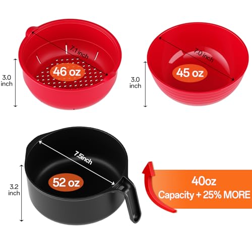 MEACOLIA Jumbo 50 oz Microwave Ramen Cooker Bowl - color: Red, size: 50 oz Ramen Bowl (Bowl Only)