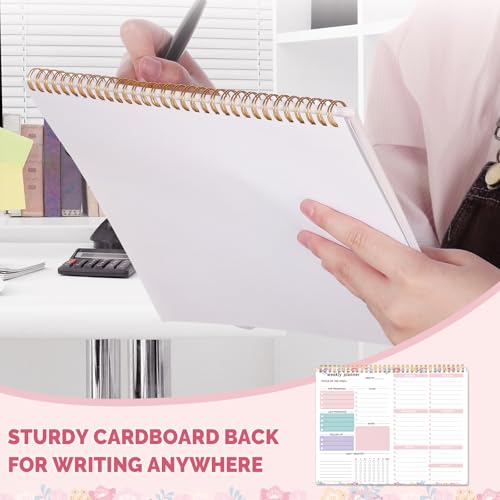 Thboxes Weekly Desk Planner, 8.5x11In To Do List Notepad, 52 Sheets, Floral - color: Light Pink Broken Flower