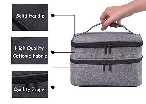 Nail Polish Organizer- Holds 30 Bottles Nail Supply Organizers and Storage Double-layer Nail Bag Organzier Case Nail varnish Organizer Nail Polish Storage Bag with Handle (Grey) - color: Grey