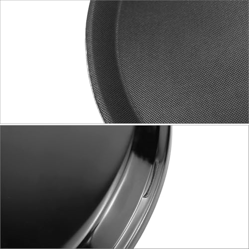 QWORK 11" Round Restaurant Serving Tray, 6 Pack Non-Slip Tray, Black Plastic Meals Server Tray