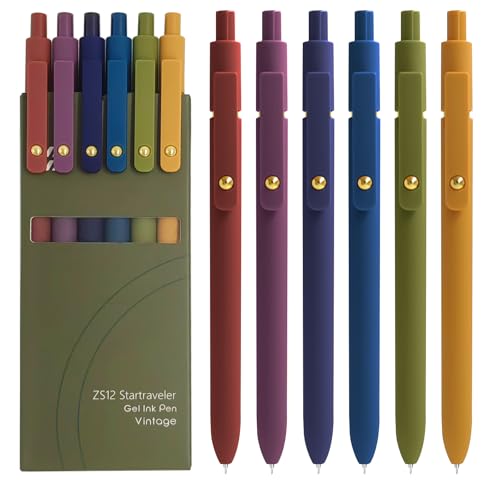 YOXMJDB Gel Pens, 6 Pcs 0.5mm Fine Point Smooth Writing Pens Cute Pen, High-End Series Black Ink Pen for Journaling Note Taking, School Office Supplies for Women Men (6 Pcs Gold Vintage) - color: 6 Pcs Gold Vintage