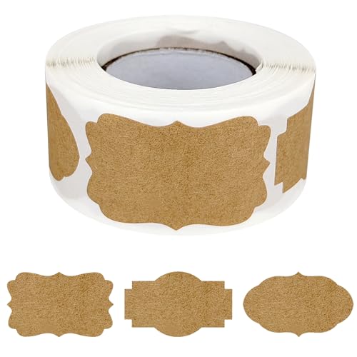 300 Pcs Kraft Tags, Brown Name Labels, Self-Adhesive Gift Stickers for Christmas, Presents, Jars, Bottles (Brown) - color: Brown, size: 300 Pcs