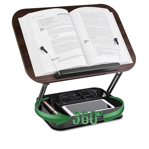Rotating Book Stand with Storage, 360 Swivel Book Holder for Desk, Heavy Bible Stand Black - style: Book Stand(Storage)