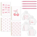 CNhoqc Pink Coquette Journal Notebook, 4 Sets A5 Ballpoint Pen Organza Bag - color: 4-Set Pink Bow