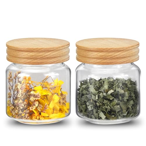 Small Glass Jars with Airtight Lid 13oz Seasoning Containers Glass Spice Jar Food Pantry Storage Containers for Kitchen Sugar Tea Coffee Bean Nuts Cookies Herbs Salt (400ml/13.5oz-2pack) - color: 400ml/13.5oz-2pack