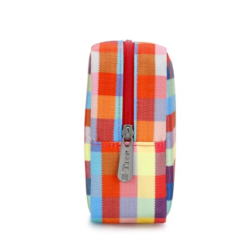 E-Tree Cute Makeup Bag,Big Travel Make up Pouch,Zipper Large Toiletry Cosmetic Brush Skin Care Case for Women Man,Tech Electronic Organizer,Small Canvas Storage for Personal Items,Colorful Checkered - color: Colorful, style: 8.2" X 3.1" X 6.3"
