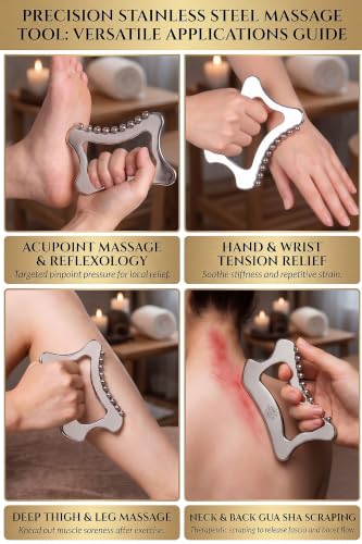Lymphatic Contour Face Brush Stainless Steel Gua Sha Facial Tools, Lymphatic Drainage Brush Body Gua Sha Tool, Muscle Scraper Massage Tools Scraping Tool Physical Therapy Gua Sha Tool for Face
