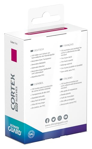 Ultimate Guard Cortex Outer Card Sleeves, 100 Standard Size TCG Sleeves, 66 x 91mm, Pink Back, Glossy Finish, No PVC & Acid-Free, High Clarity - color: Pink, size: Standard Glossy