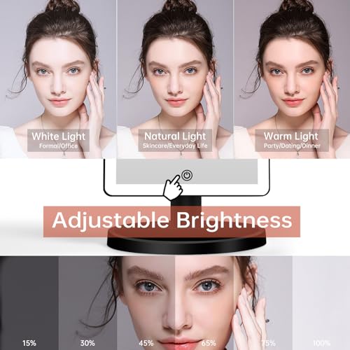 FUNTOUCH Large Lighted Makeup Mirror with Lights (Black) - color: Black a