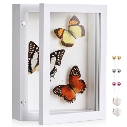 5x7 White Deep Shadow Box Picture Frame with HD Clear Glass - color: White, size: 5x7