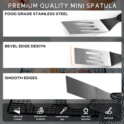5Pcs Stainless Steel Mini Metal Spatula for Cooking Baking Serving - color: 5 PCS SOLID
