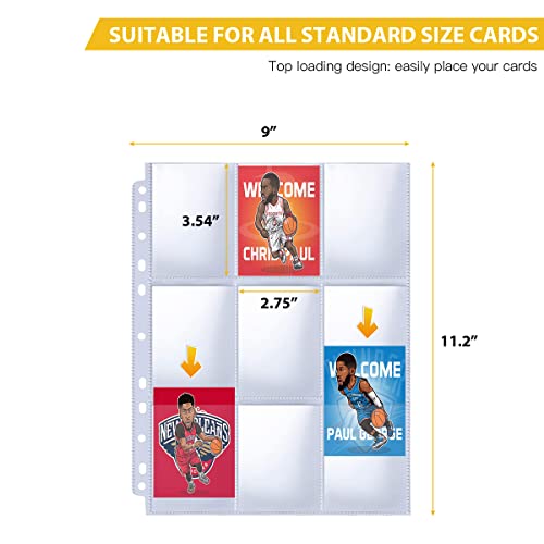 9 Pocket Page Protector, 200 Pack Trading Card Sleeves for Skylanders, MTG, Coupon, Game, Football Cards - size: 200